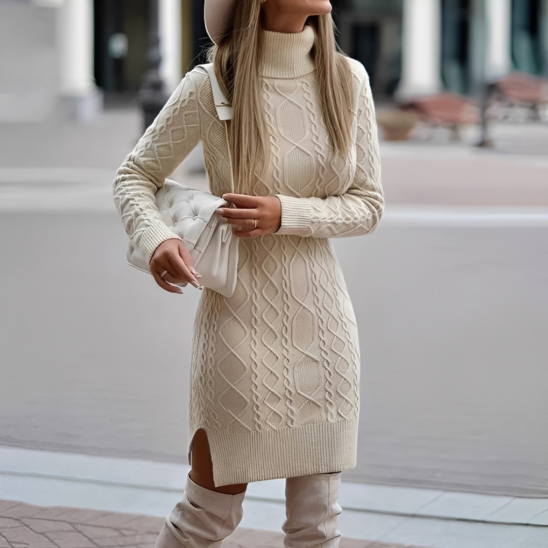 Elowen | Elegantes Winter-Strickkleid mit Rollkragen