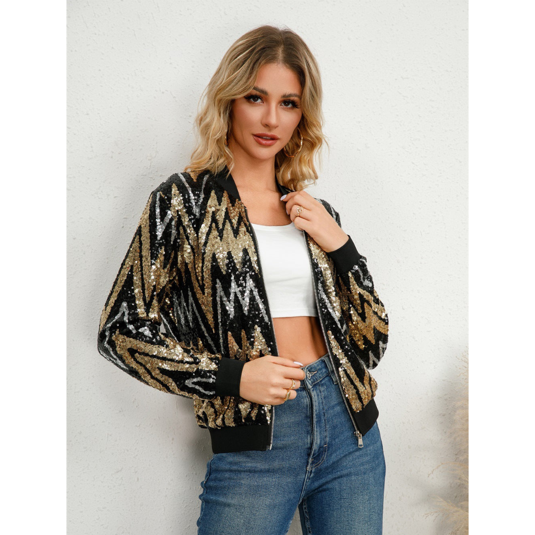 Zarielle | Glamorous Sequin Jacket with Zipper