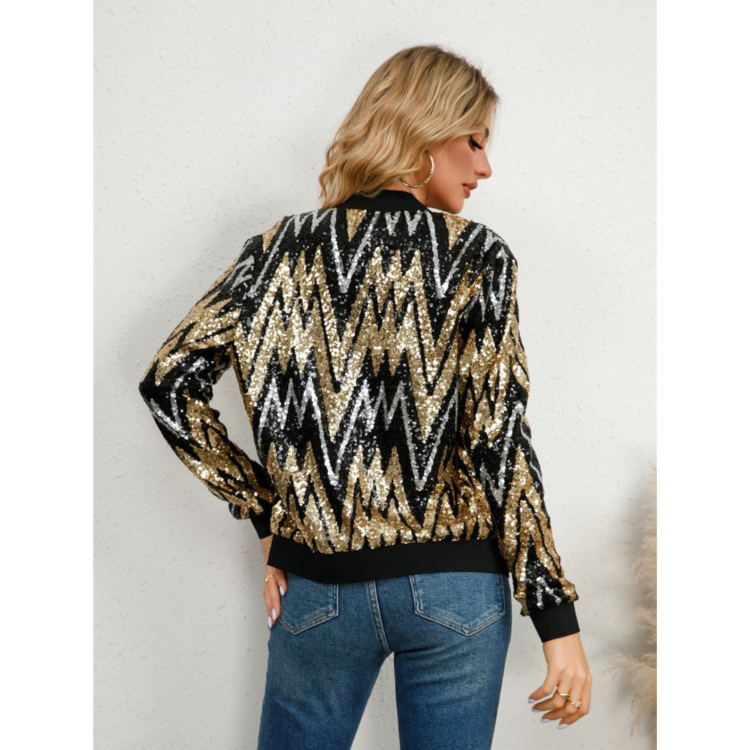 Zarielle | Glamorous Sequin Jacket with Zipper