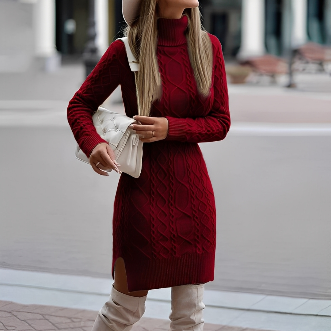 Elowen | Elegantes Winter-Strickkleid mit Rollkragen
