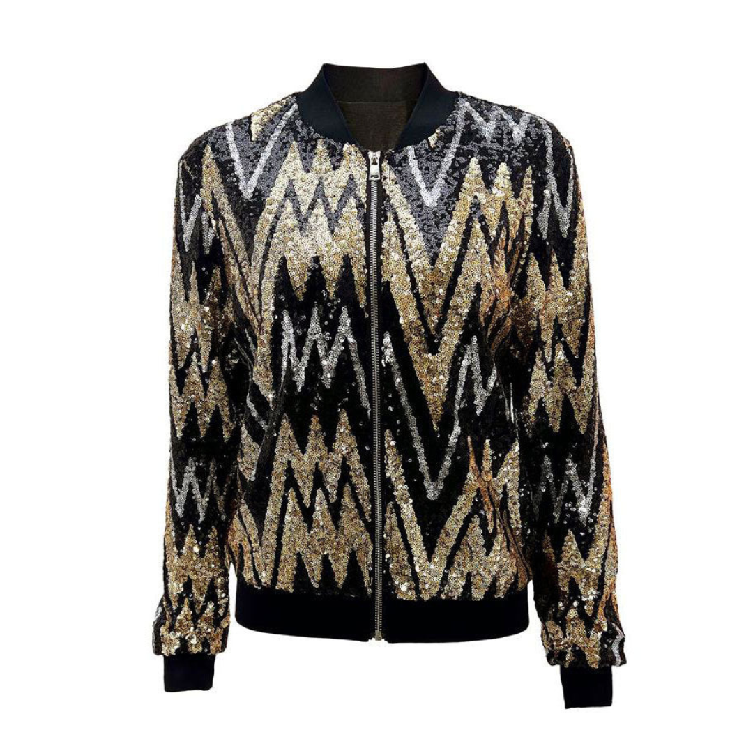 Zarielle | Glamorous Sequin Jacket with Zipper