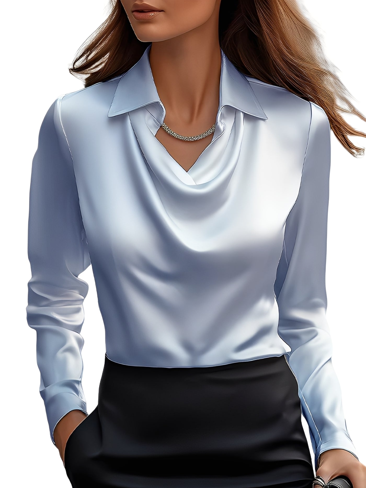 Amélie | Elegante Satinbluse für Damen mit langen Ärmeln