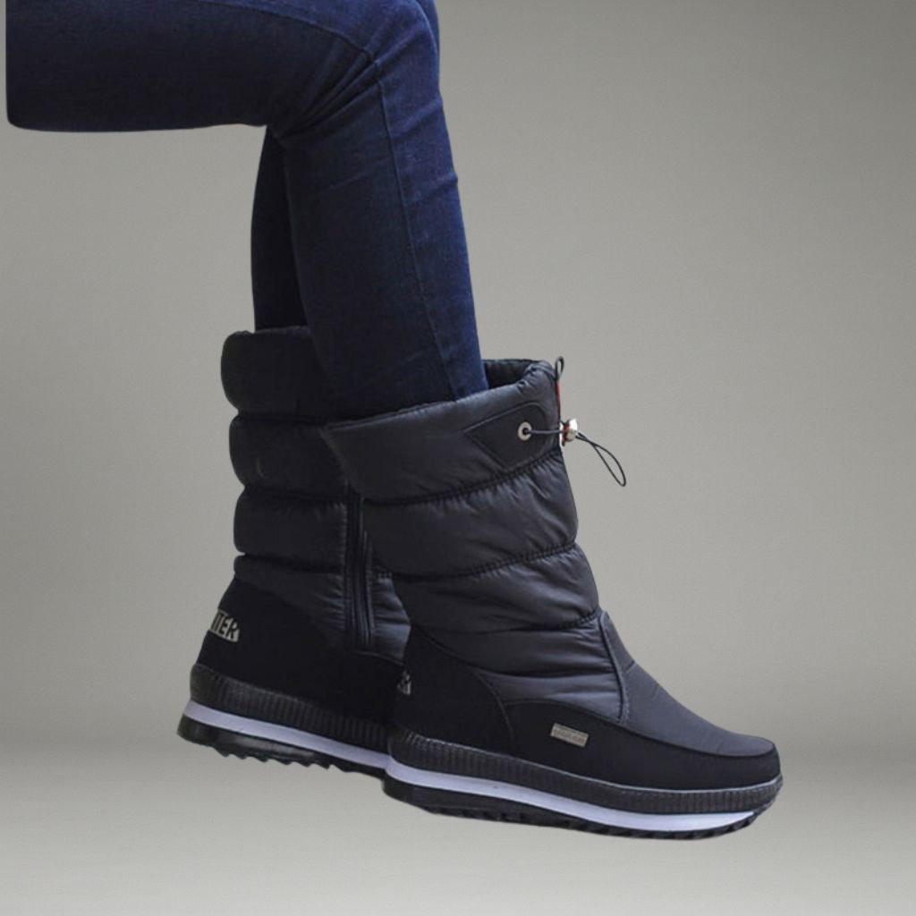 Elvéra | Winterstiefel mit Stepp-Obermaterial und Kordelzug