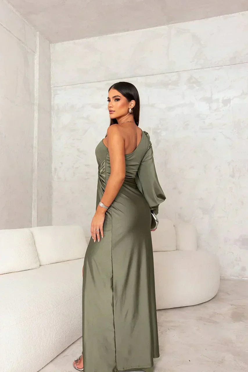 Elvaria | One-Shoulder Abendkleid mit Schlitz