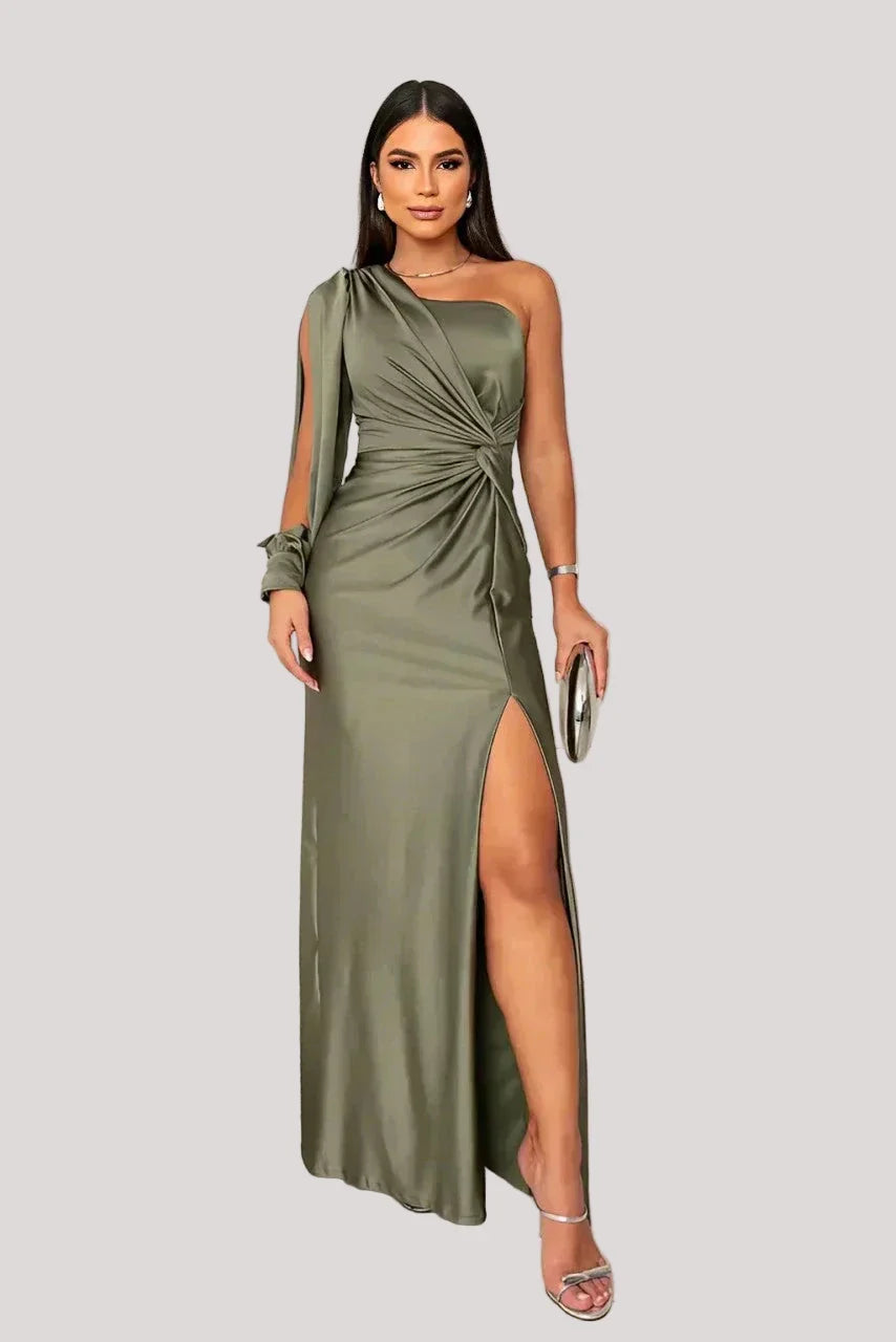 Elvaria | One-Shoulder Abendkleid mit Schlitz