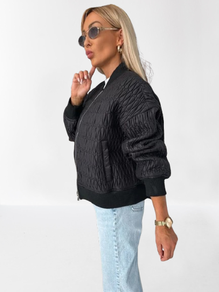 Solenne | Kurz geschnittene Damen-Bomberjacke mit strukturierter Oberfläche