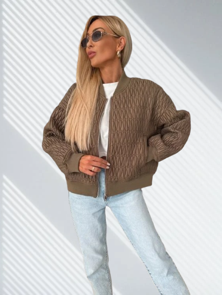 Solenne | Kurz geschnittene Damen-Bomberjacke mit strukturierter Oberfläche