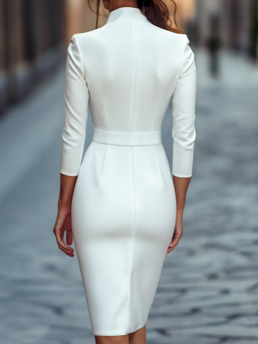 Élodine | Maßgeschneidertes Midikleid mit Gürtel und klarer Silhouette