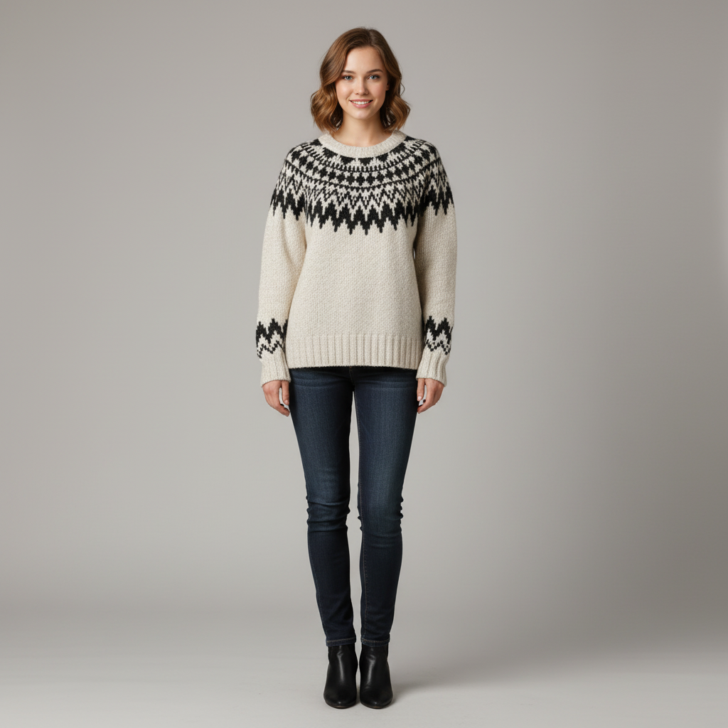 Helena | Warmer Damenpullover mit gemustertem Design für den Winter